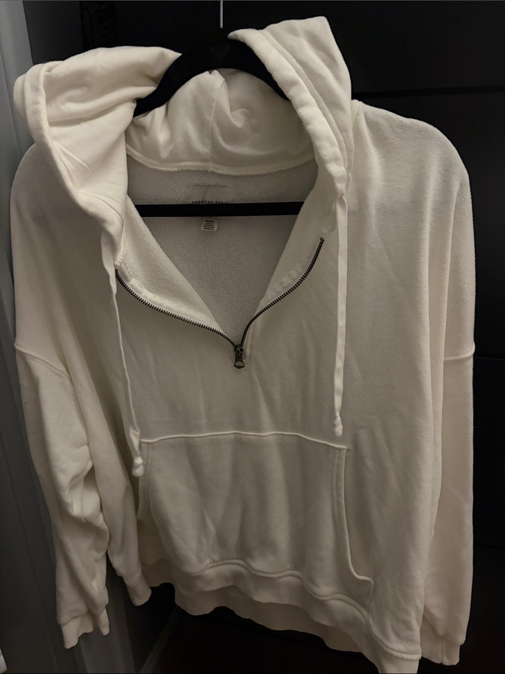 American Eagle Outfitters Cream Half-Zip Hoodie